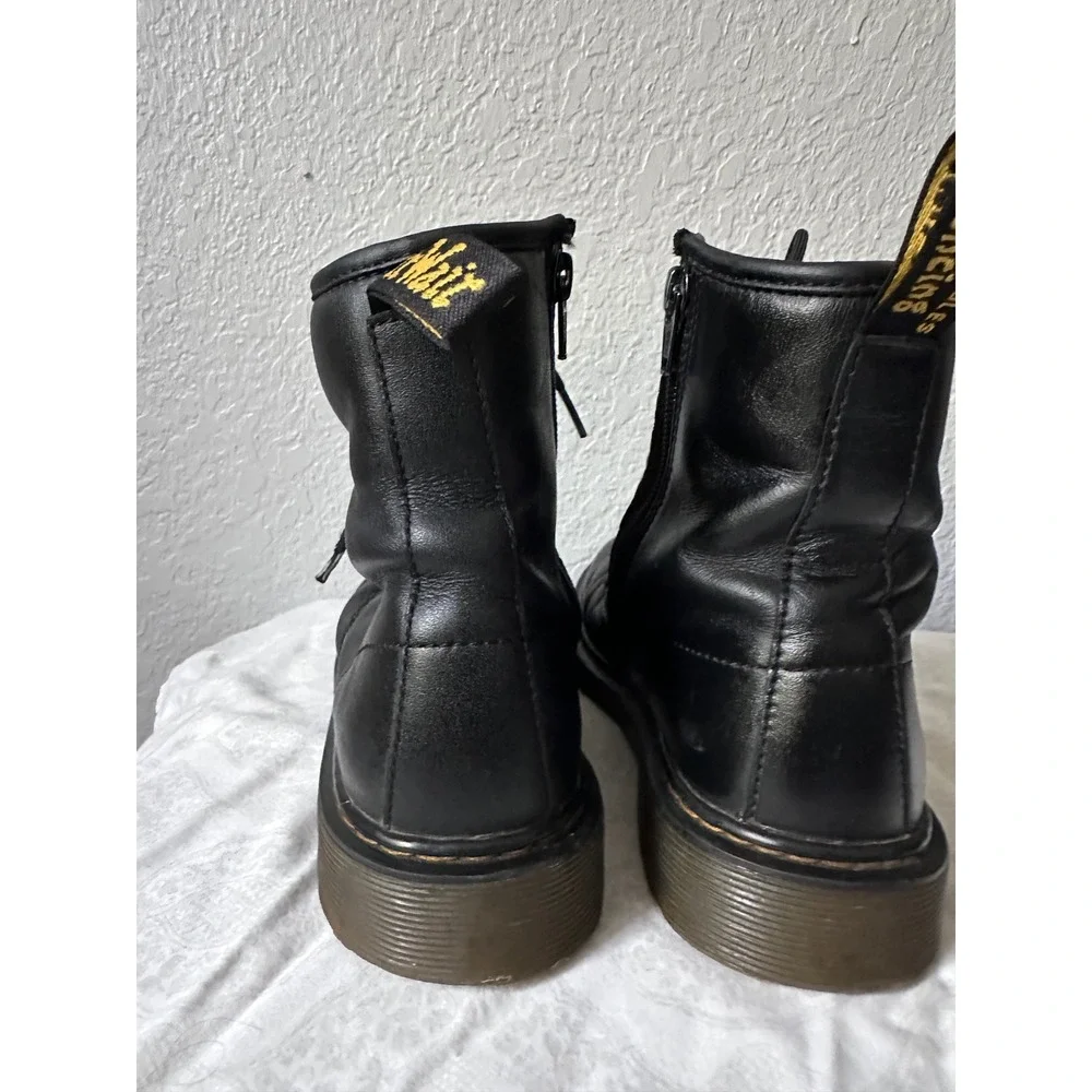 Dr. Martens 1460 Y Youth Boots Black Leather Side Zip Size 6 Big Kid Women 7